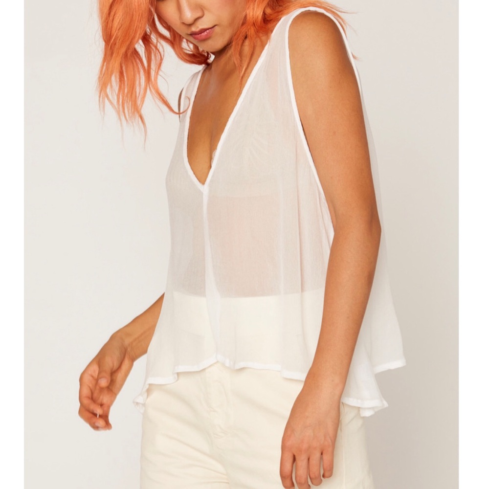 LACAUSA Mint Green Sheer Flowy Grace Top